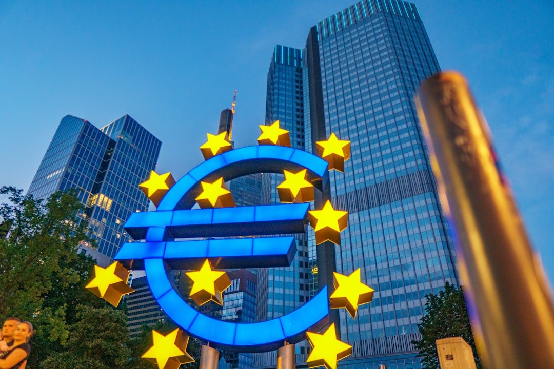 EU flag sign representing the European Central Bank and euro monetary policy